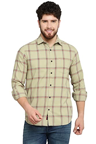 Image of Allen Cooper Pure Cotton Checked Full Sleeve Shirts For Men(64OG-M)