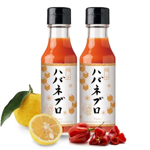 Habanebros ハバネロソース柚子 | 京都産 ハバネロ使用 柚子風味| 無添加激辛ホットソース | カルパッチョ, ピザ, パスタ,バーベキュー, 餃子, ハンバーガーに最適 | 発酵クラフトチリソース (120ml x2)