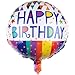 Produktbild DIWULI Geburtstags Luftballon Happy Birthday, Folien-Luftballon Bunt Gelb Blau lustig Konfetti Sterne, Geburtstagsballon, Folien-Ballon Kinder-Geburtstag Mädchen Junge Party Dekoration Geschenk-Deko