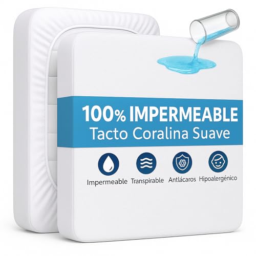 ForenTex Protector de Colchón Impermeable Tacto Coralina – Transpirable, Suave y Antiácaros – Funda Cubrecolchón Ajustable Lavable (Cama 135x190/200 cm)