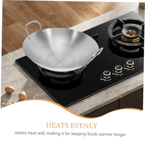 Wok de acero inoxidable con doble mango fondo redondo miniatura 3