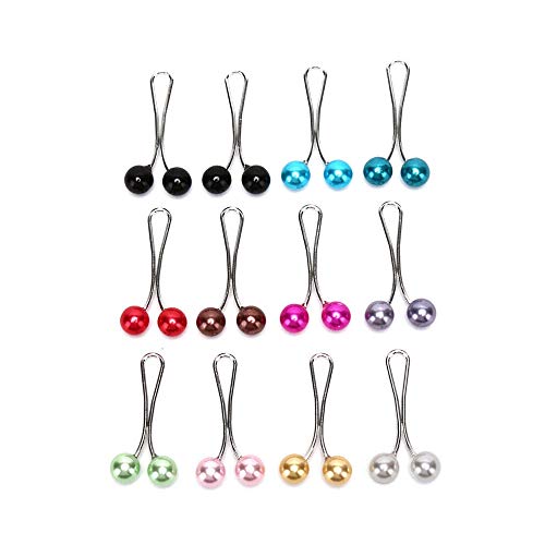 Clips 12pcs Perla Broche Bufanda Bufanda del mantón del pañuelo musulmán Señora Bufanda del Hijab Color Mixto