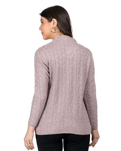 Image of Lady Willington Women Woolen Round Neck Self Design Cardigan Heavy Rainbow Fabric Cardigan Winter Wear Pure Wool Cardigan for Women Free Size Long Cotty Warm Cardigan Free Sizes