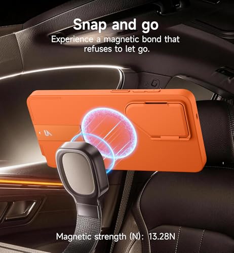 Image of SURITCH for Samsung Galaxy S26 Ultra Phone Case, Magnetic Protective Cover with Camera Cover & Adjustable Metal Kickstand for Galaxy S26 Ultra -Orange