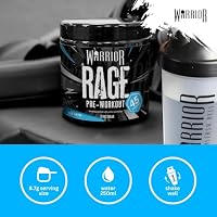 Warrior Rage Pre Workout Booster 392 g, 300 mg Koffein – Blazin' Blue Raz 45 Portionen, mit Beta-Alanin & Citrullin, für Fokus, Energie & Pump, vor dem Training – Ansicht 6