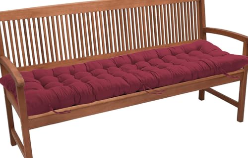 Cojín Grueso para Banco de jardín de Exterior (120 x 50 cm, 8 cm, algodón, para 2 o 3 plazas, Patio, Interior, Columpio, hogar, Color Rojo, Duradero y cómodo).