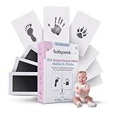 Kit Empreinte Bébé – Tampon Encre Clean Touch, Sûr & Sans Contact – Souvenir Naissance, Cadeau Baby Shower, Empreinte Main & Pied Nouveau-né (0 à 12 mois)