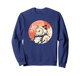 Japanese Minimalist 1950s Retro Space Cat Good Luck Kanji Sweatshirt