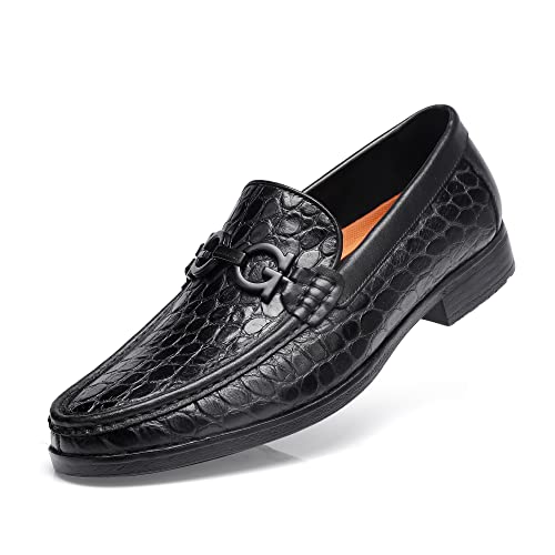 Image of Premium Dress Shoes for Men, Classic Alligator Printed Business Leather Dress Slip on Loafer Shoes for Mens