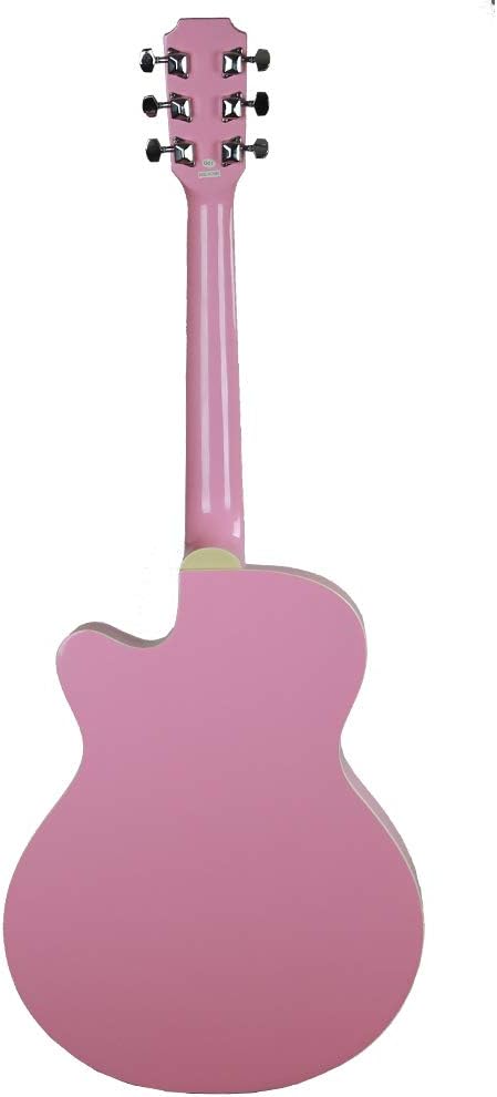 Main Street Guitars MAS38PNK 38-Inch Acoustic Cutaway Guitar in Pink Finish