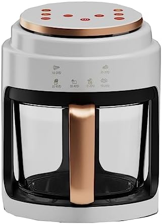 Electric Hot Air Fryer for Quick, Oil-Free Healthy Meals with Easy View Borosilicate Glass Basket, 6 Presets, Digital Controls