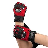 PURFUN Guantes de ciclismo de malla transpirable para hombre y mujer, antideslizantes, de piel, para conducir, motocicleta, guantes de medio dedo, patinaje, deportes, ejercicio, fitness, guantes sin