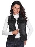 MISS MOLY Women’s Denim Vest Sleeveless Cotton Classic Washed Button Down Casual Jean Jacket w 2 Flap Pockets