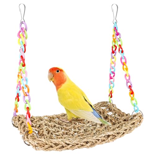AKONE Hamac en paille naturelle pour oiseaux, niches, niches de couchage, accessoires de cage à...
