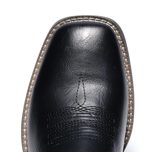 IUV Cowboy Boots For Men Square Toe Western Boots Durable Classic Embroidered Pull On Boot Slip Resistant Country Boot4