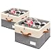 RONCHIL Shoe Organizer for Closet, Foldable Shoe Storage Bins with Clear Cover, Space Saving Shoes Holder with 4 Handles, Large Adjustable Shoe Box Storage Containers, Fits 8-16 Pairs, 2 Pack, Beige