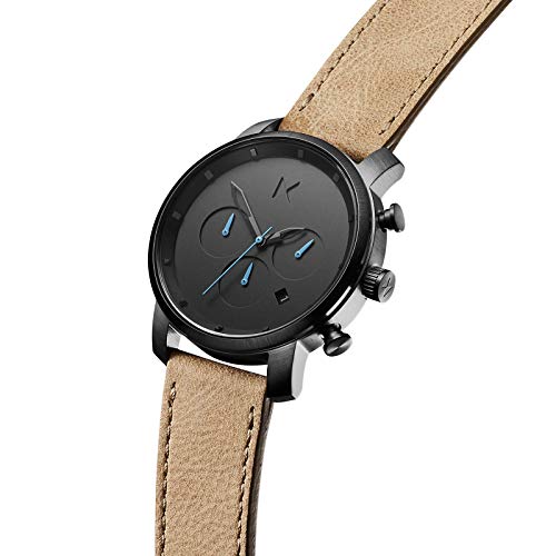 Mvmt Chrono Mens Watch, 45 Mm | Leather Band, Analog Watch, Chronograph With Date | Gunmetal Sandstone #TOP1