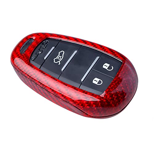M.jvisun Genuine Carbon Fiber Key Fob Cover For 2017-2022 Alfa Romeo Giulia Stelvio 4C Spider Smart Car Remote Key Fob Case For Men Women - Red #TOP4