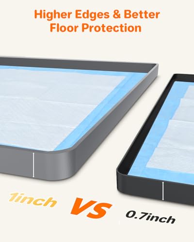 Pee-Pad-Holder-for-Dogs-27X27-Puppy-Pad-Holder-1-Inch-Raised-Edge-Dog-Pee-Pad-Holder-Non-Slip-Silicone-Mat-Leak-Proof-Dog-Pee-Tray-for-Floor-Protection-Puppy-Potty-Training-Pad-TrayGrey Pee Pad Holder for Dogs 27X27 Puppy Pad Holder 1 Inch Raised Edge Dog Pee Pad Holder Non Slip Silicone Mat Leak Proof Dog Pee Tray for Floor Protection Puppy Potty Training Pad TrayGrey