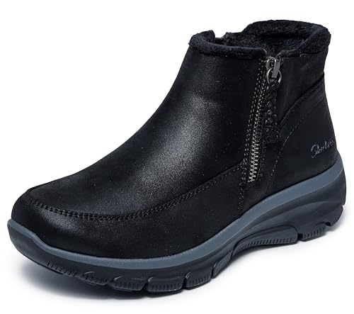 Skechers Women's Easy Going-INTO Fall Ankle Boot, Black, 8.5