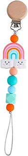 Hohopeti Clipe De Chupeta Clipe De Chupeta Para Meninos Clipe De Chupeta De Silicone Clipe De Chupeta Com Contas De Dentição Clipe De Chupeta Para Meninos De Madeira Bebê Sílica Gel
