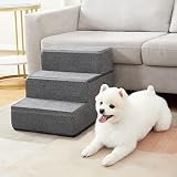 Dog Stairs & Steps for Dogs Cats Holds up to 60 lbs,Pawque Pet Steps for High Bed Couch, Shock Absor