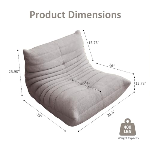 Image of Giant Bean Bag Chair for Adults,Comfy Single Floor Fireside Chair with Memory Foam,Cozy Accent Sofa Couch Boneless Chaise Loungefor Small Room Living Room Bedroom Gaming Room(Gray, Single)