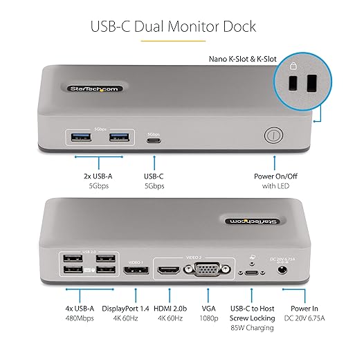 Station d'accueil USB-C double moniteur StarTech 4K 60Hz - 4