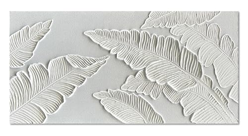NANKAI Art Hand Painted Thick Texture White Abstract Art Oil Painting 48x24 inch White Leaf Texture Painter House Wall Art Decorative Oil Painting by NANKAI - Used condition - US$103.77