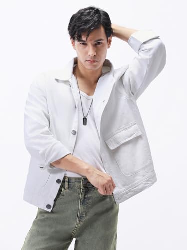 Image of Urbano Fashion Men's Relaxed Fit Full Sleeve Utility Denim Jacket