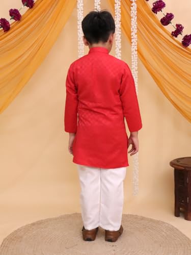 Image of AJ DEZINES Boys Cotton Full Sleeve Printed Kurta Pajama Set for Kids - Ethnic wear | Special Occasion & Traditional Outfit |Boys Kurta Pyjama Set - Regular Fit