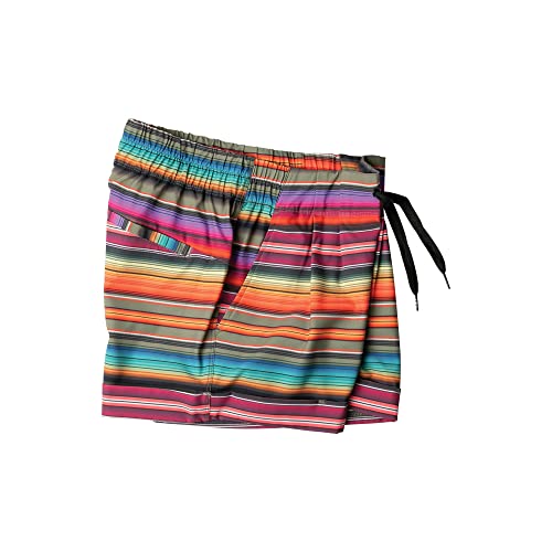 Kavu Tepic Quick Dry Shorts With Mesh Pockets, Elastic Waistband - Sunrise Stripe - L #TOP2