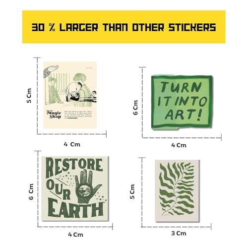 Image of Pack of 15 Cute Stickers for Laptops /Mobiles /Guitar /Journal etc. (Green Aesthetic)