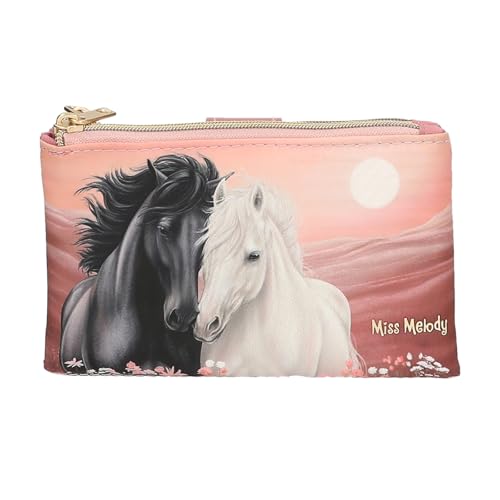 Depesche 13970 Miss Melody Blossom Pony - Porte-Monnaie Rose, avec Motif de Cheval, Motif à Chevaux et détails dorés, Porte-Monnaie avec Fermeture à...