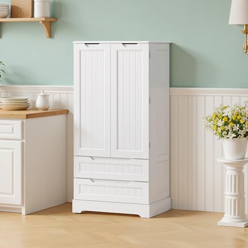 Bealife Armario Despensa Cocina, Alacena de Cocina Alta con 2 Cajones con Estantes Ajustables, para Comedor Salón, Blanco, 120x40x60cm - imagen 6