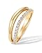 PAVOI 14K Yellow Gold Plated Wavy Split Ring | Wave Gold Stackable Rings for Women with Cubic Zirconia | Dainty Wedding Band | Trendy Bridal Fashion Jewelry - Yellow, Size 6