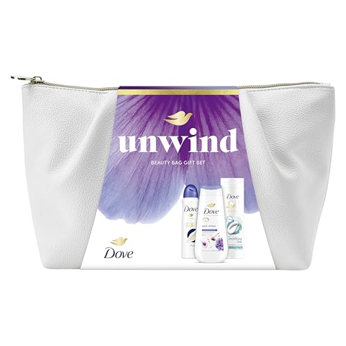 Dove Gift Set Unwind Beauty Bag Collection with a body wash, a body lotion and an anti-perspirant perfect for any occasion 3 piece