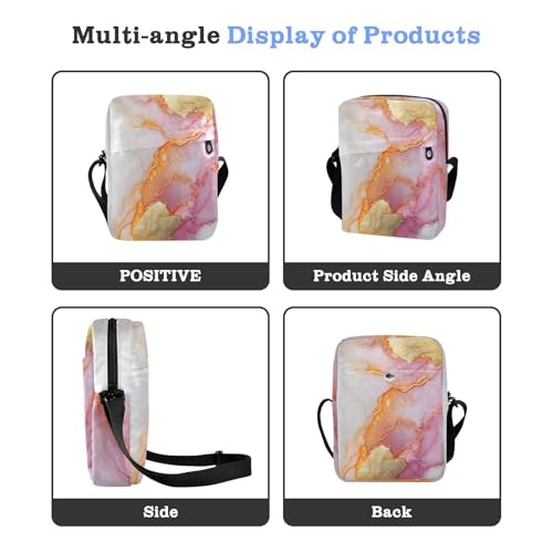 messenger bags crossbody bag men women's crossbody handbags Adjustable Strap for Shopping Shopping- Marble White Pink4