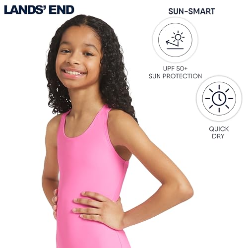 Image of Lands' End Girls' UPF 50+ Stretch Crisscross Back One Piece Swimsuit