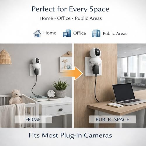 Image of Smart Security Camera Mount with Plug Holder, No Drill Wall Outlet Mount Stand for Indoor CCTV Cameras, Cable Management, Secure Plug-in Holder for Home, Office & Entryway