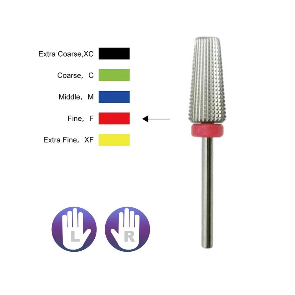 Broca profesional 5 en 1 de carburo para uñas, elimina geles acrílicos, pulido de uñas, superficie desigual de las uñas, vástago de 3/32 pulgadas, rotación bidireccional, manicura, pedicura,