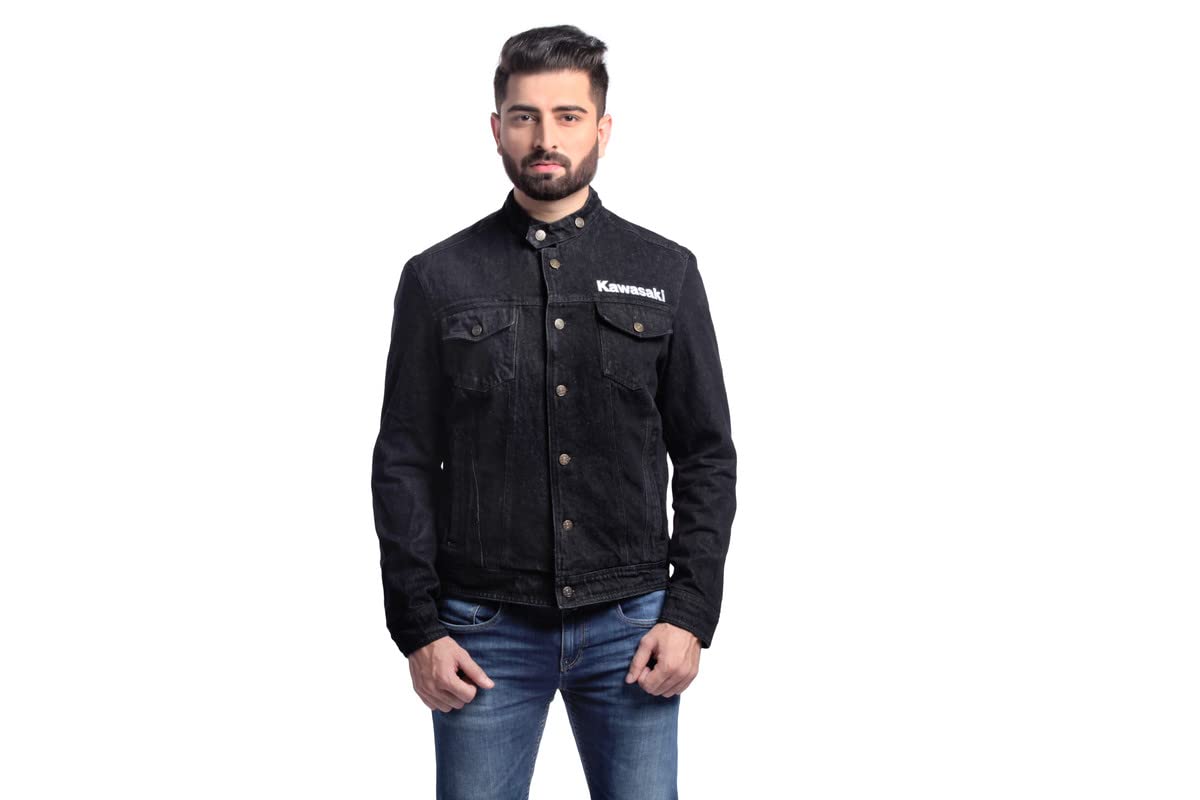 Kawasaki Denim Jacket in Black - Size L Iconic Motorcycle Apparel