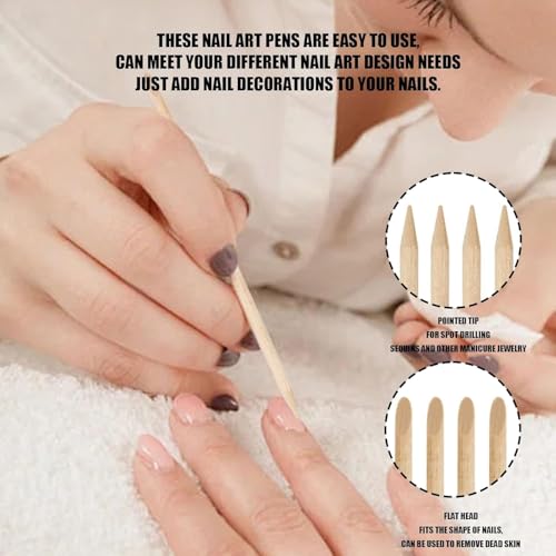 Image of Orange Wood Nail Sticks Double Sided Multi Functional Cuticle Pusher Remover Manicure Pedicure Tool for Manicure Pedicure 100 PCS SET