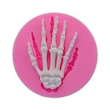 Hand Bone Shape Silicone Molds for Halloween Cake Decorating Tools DIY Chocolate Candy Cookies Biscuits Gum Fondant Pudding Cupcake Baking Mold, Halloween Theme Decoration Polymer Clay Molds