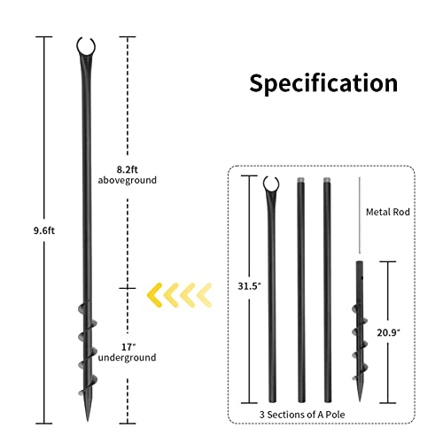 String Light Poles For Outside - 2 Pack Outdoor Patio Light Poles For Hanging String Lights, Patented Spiral Ground Anchor, Metal Backyard Garden Light Posts For Party Wedding Decorations #TOP5