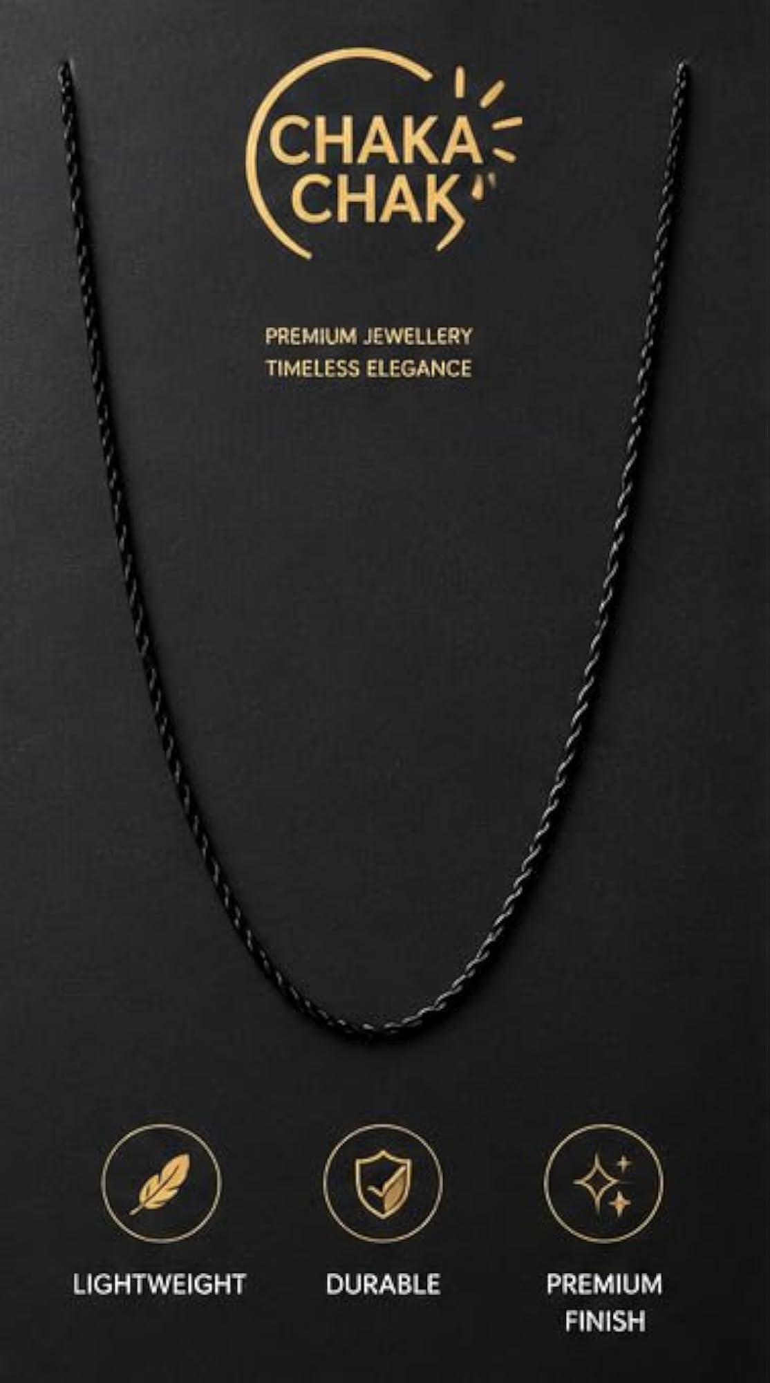 Black Chain Band Ring and Braided Necklace Jewellery Set