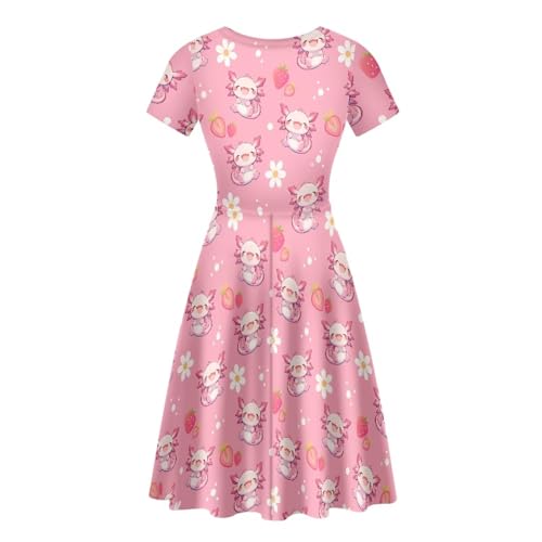 Image of AFPANQZ Womens Casual Summer Lightweight Vintage Dress Short Sleeve Midi Dress Knee-Long Luxury Formal Dress