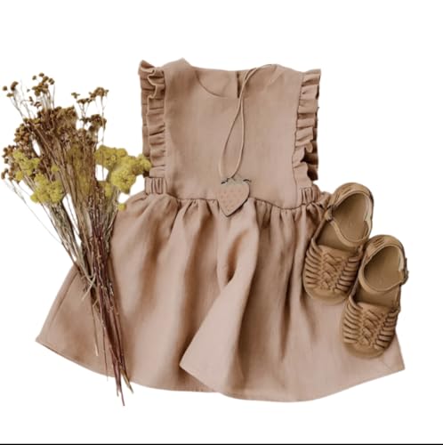Kids Baby Girls Summer Casual Cute Pastoral Solid Color Sleeveless Dress3