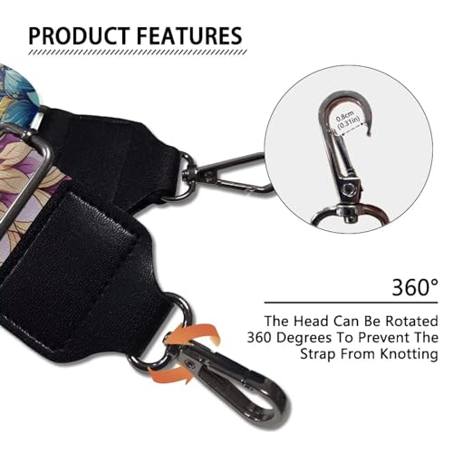 Image of Colorful Flower Wide Bag Straps Replacement Crossbody Bohemia Guitar Straps for Handbags /Purses /Messenger /Duffel Bags Backpack Straps Replacement Adjustable Length from 30 inch to 50.3 inch