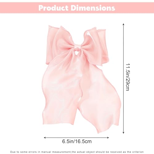 Lazos para el pelo, clips de moño, moños grandes y lindos para mujer, 2 piezas moño rosa para coletas miniatura 2